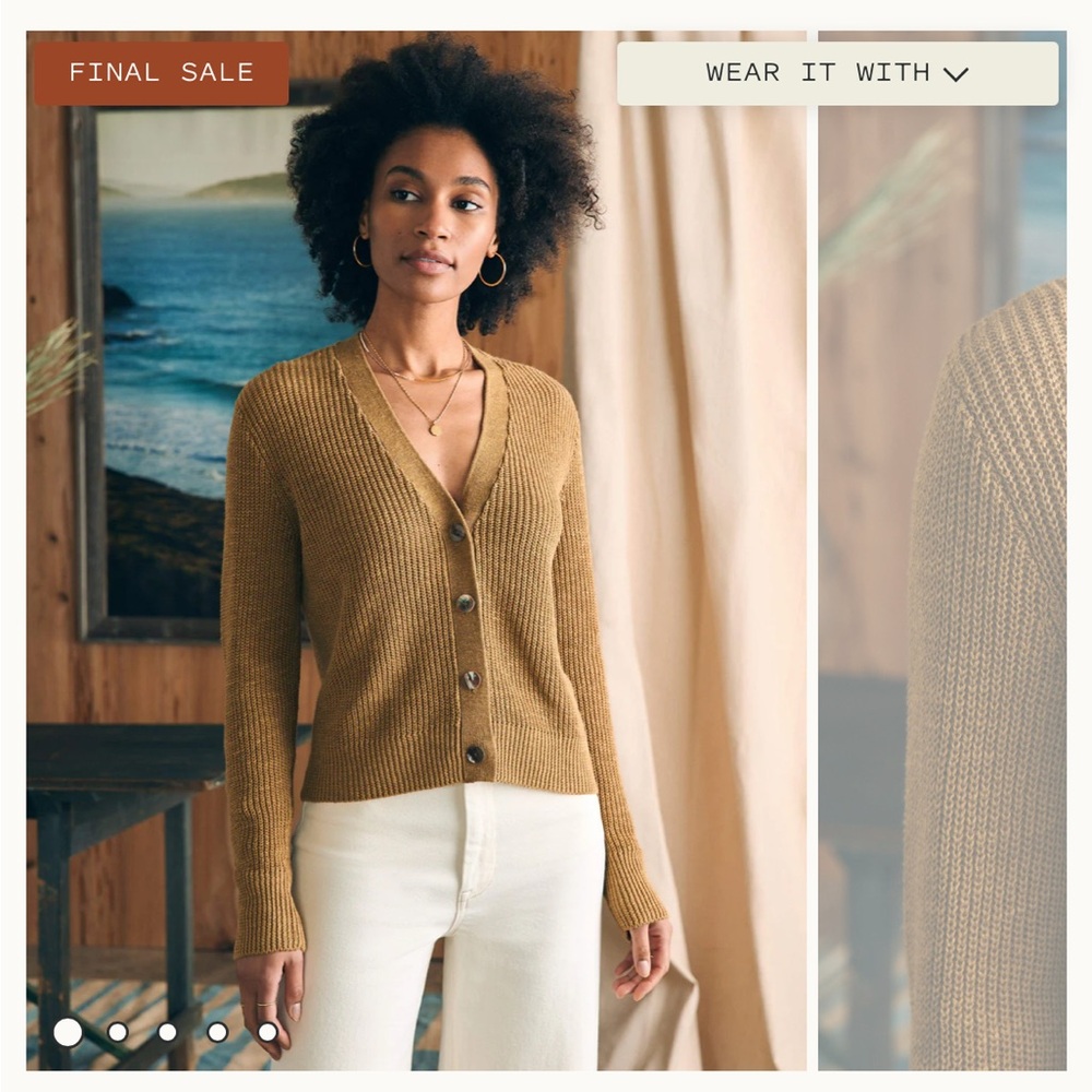 NWT Faherty Miramar linen + organic cotton cardigan in antique bronze